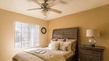 Arboretum view of bedroom with ceiling fan